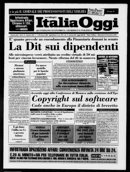 Italia oggi : quotidiano di economia finanza e politica